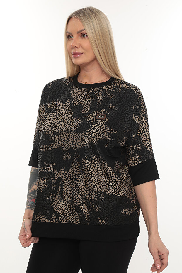 BİSİKLET YAKA DESENLİ VİSKON - 3