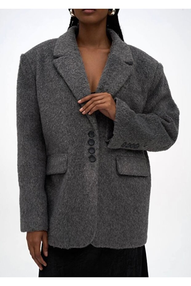 Gri blazer ceket - 1