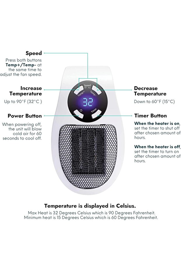 Room Heater with Adjustable Temperature Control – Compact, Energy-Efficient Indoor Heating Solution - 2