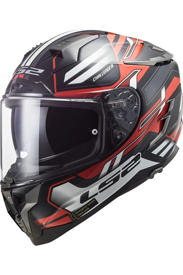 Challenger Spin Kapalı Kask Siyah-Kırmızı - 2