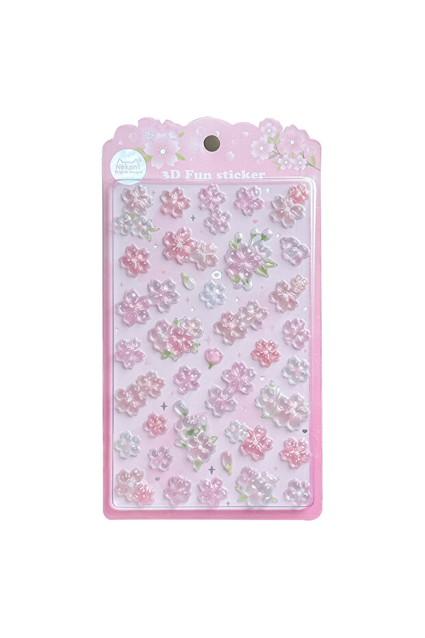 1 pc Korean Import Original NEKONI Sakura Cherry Blossom Pink 3D Relief Stickers Scrapbooking Diy Jo