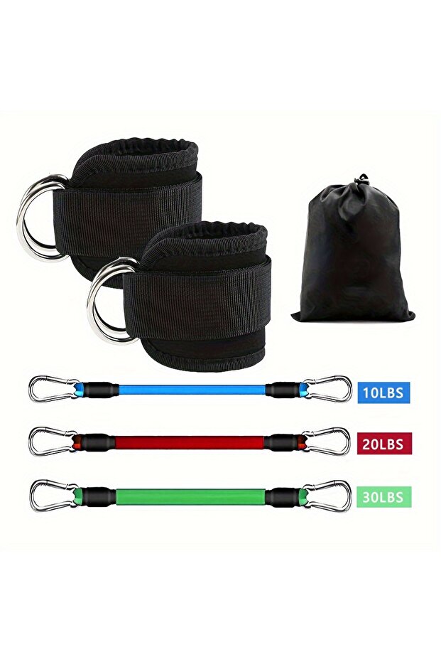 5 Black 5Pcs Ankle Resistance Bands,Ankle Resistance Bands with Ankle Straps,Fitness Tension Rope,Fo