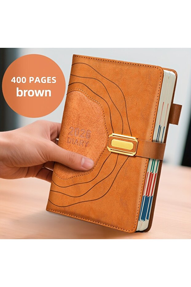 brown 2026 Planning Notebook,Notepad-Professional Layout,Daily Bold Pages and Reinforced Hard Cover