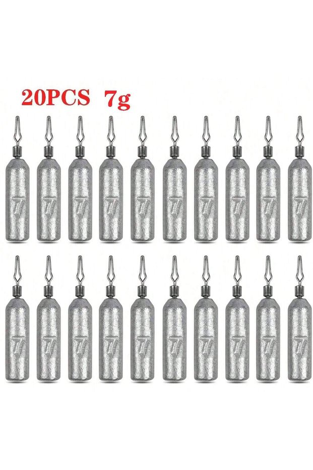20pcs 7g Drop Shot Fishing Weights, Pencil Weights Fising Sinkers No Snag Drop Shot Rig Skinny Sinke