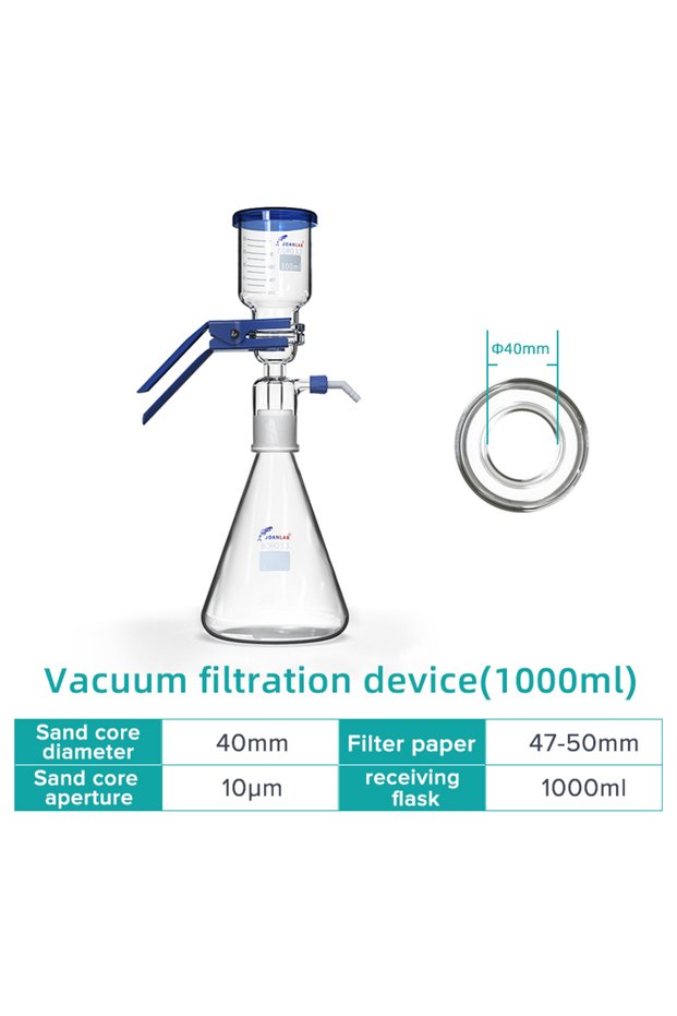 1L Small Diameter JOANLAB 1000ml Vacuum Filter Apparatus Lab Equipment Glass Filter Sand Core Liquid