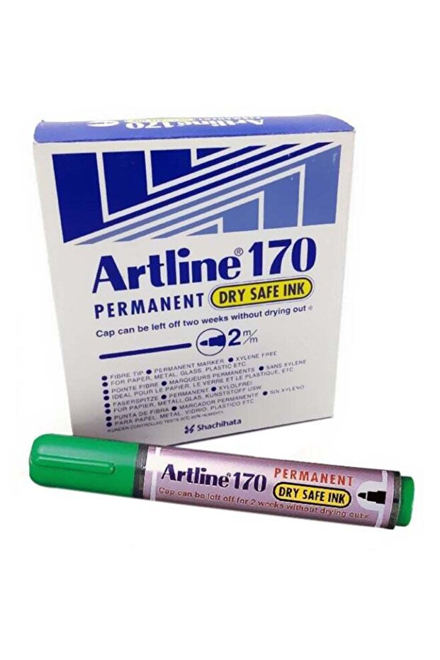 مجموعة أقلام تحديد دائمة مكونة من 12 قطعة، لون أخضر/فضي EK-170GR