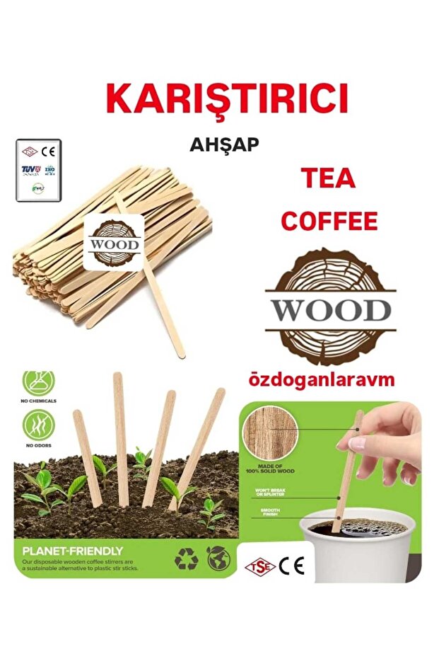 Natural Wooden Board Stirrer Tea Coffee Spoon Spoon 800 Pieces