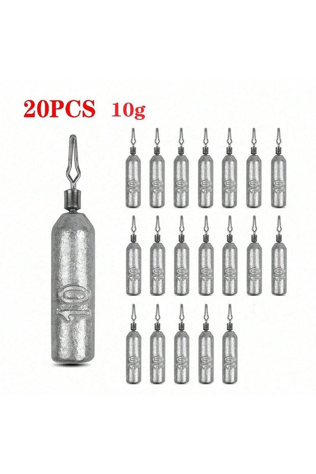 20pcs 10g Drop Shot Fishing Weights, Pencil Weights Fising Sinkers No Snag Drop Shot Rig Skinny Sink