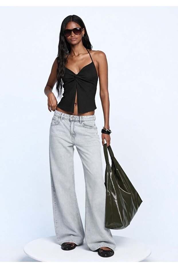 Textured, Knotted Strap Blouse - 5