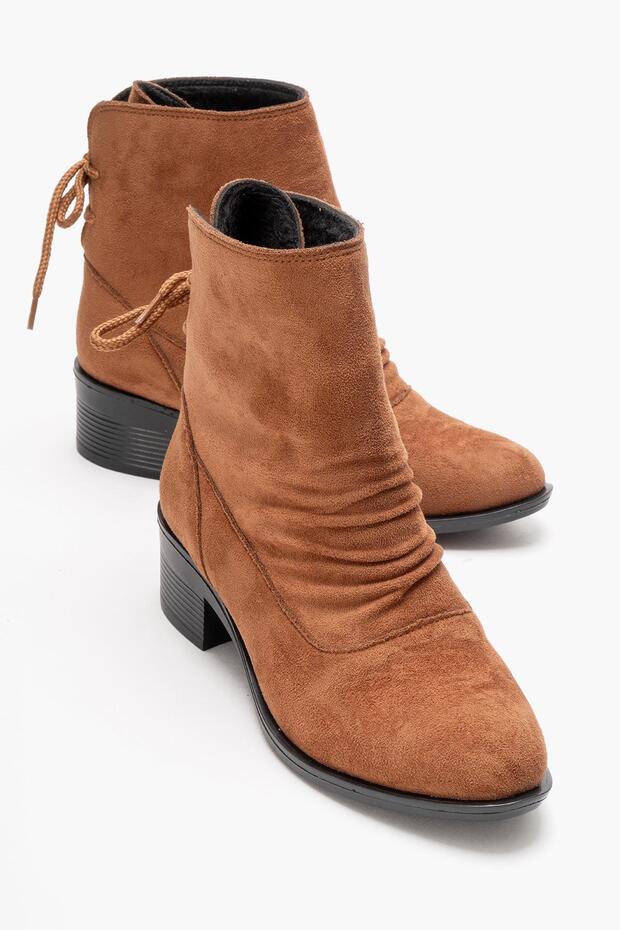 Front Wrinkled Back Tied Women's Boots Taba Suede