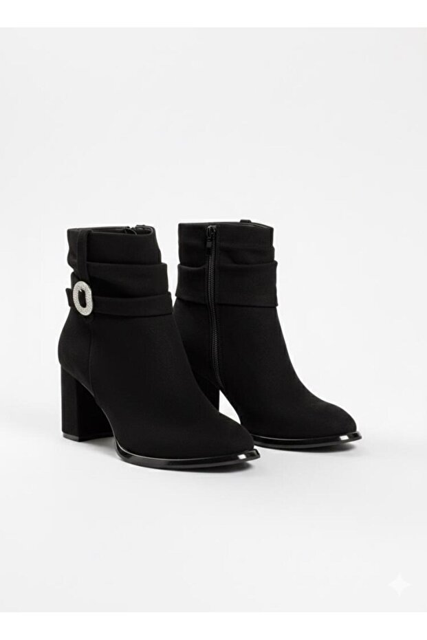 655454 Siyah Süet Topuklu Bot - 3
