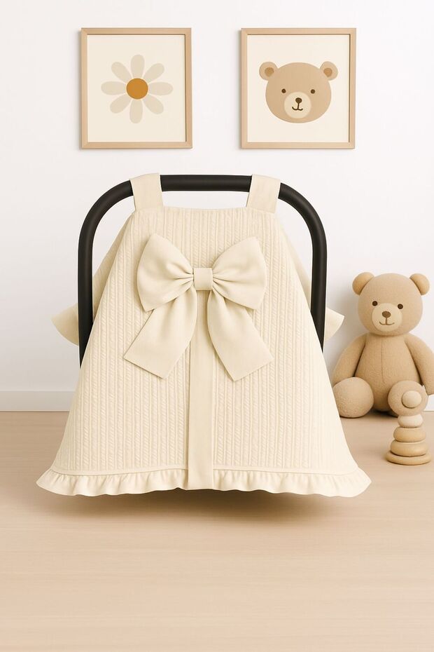 Bow-Knot Cotton Knitted Pique Baby Stroller Cover Newborn Compatible