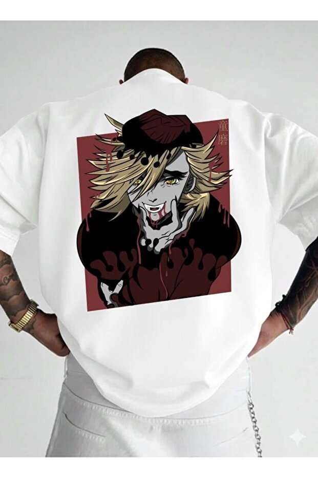Douma Anime Graphic Design Unisex Oversized T-Shirt - Premium Single Jersey Fabric - White