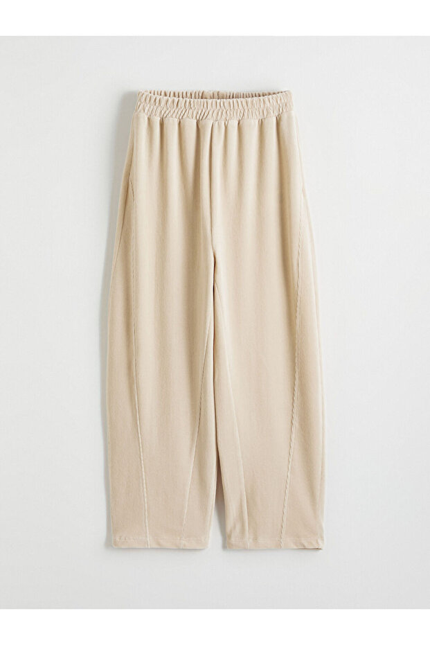 Quality Pieces from Çelebi Store: Girls' Velvet Sweatpants with Stitching Detail