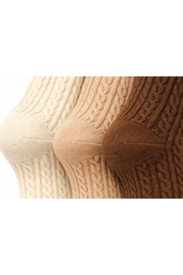 3 أزواج من الجوارب الشتوية السميكة ذات النمط المنقوش من الخيزران - 5