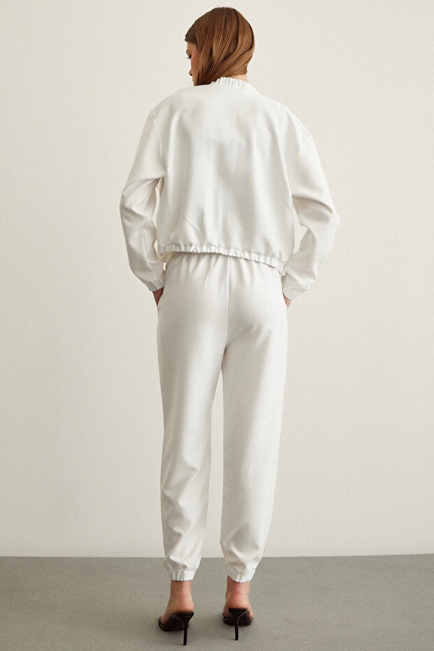 basic Set de trening alb material elastic - 6