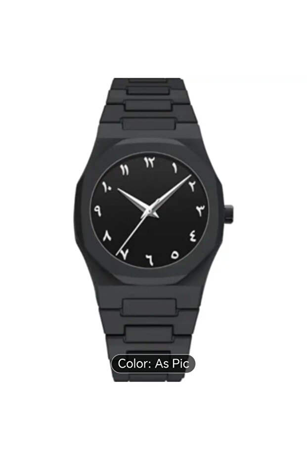 Arabic Numerals Matte Black Minimalist Analog Watch White Dial