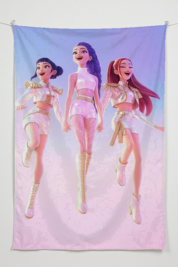 Demon Hunters Printed Wall Hanging – K-Pop Themed, High-Quality Fabric, Tapestry Wall Carpet