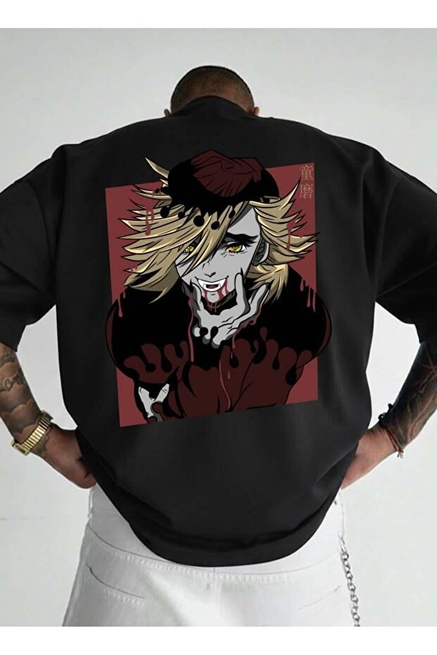 Douma Anime Graphic Design Unisex Oversized T-Shirt - Premium Single Jersey Fabric - Black