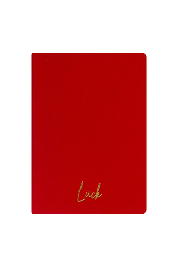 Luck Notebook - Linen Hard Cover - Lined 192 Pages – 15X21.3Cm - Red