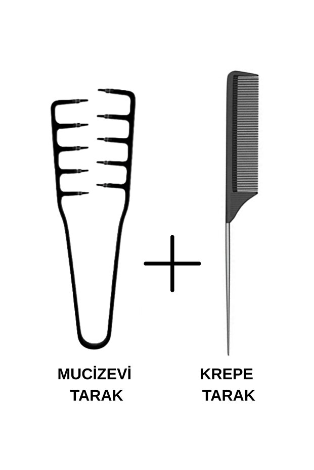 Set of 2 Miraculous Comb + Crepe Comb with Steel Handle