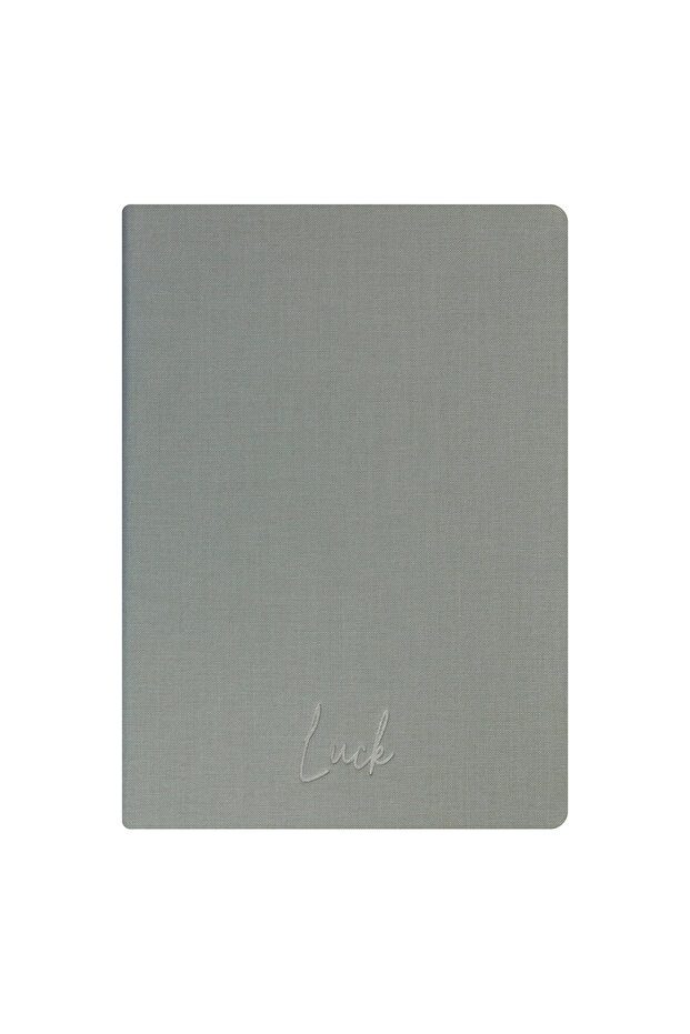 Luck Notebook - Linen Hard Cover - Checkered 192 Pages – 15X21.3Cm - Gray
