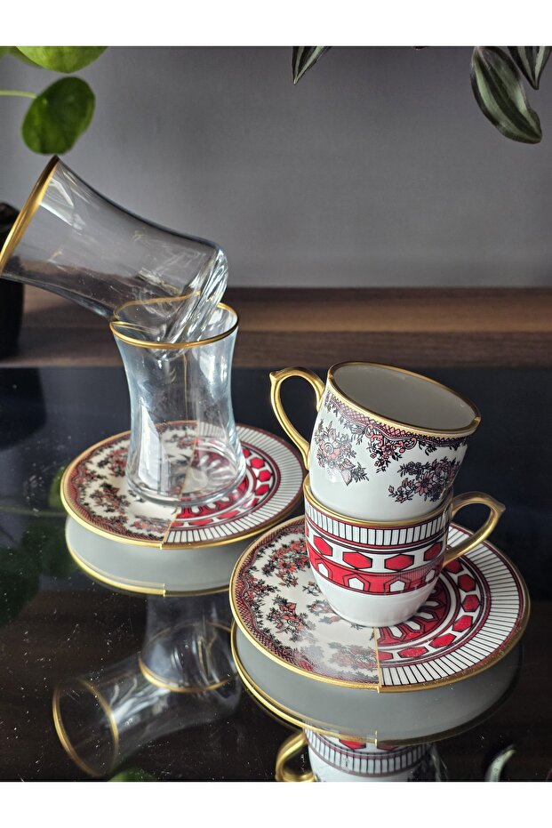 Handmade Porcelain Apollo 2-Person Coffee and Tea Set