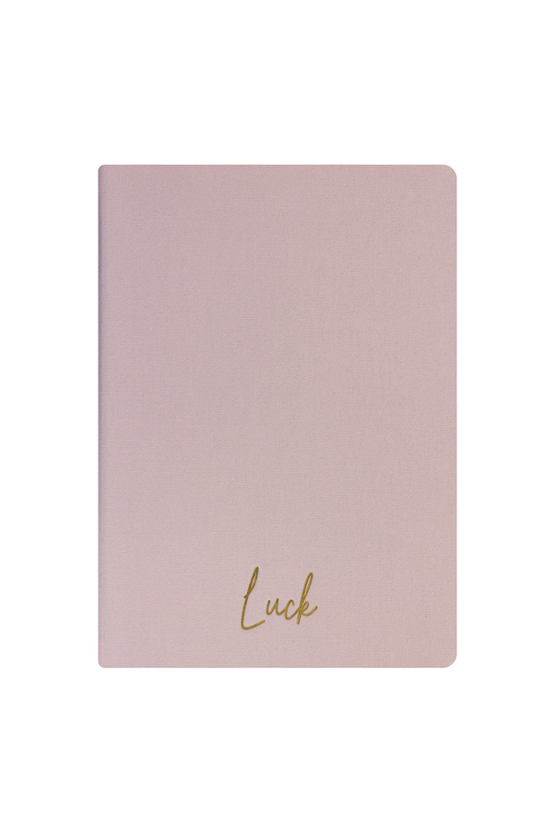 Luck Notebook - Linen Hard Cover - Unlined 192 Pages – 15X21.3Cm - Pink