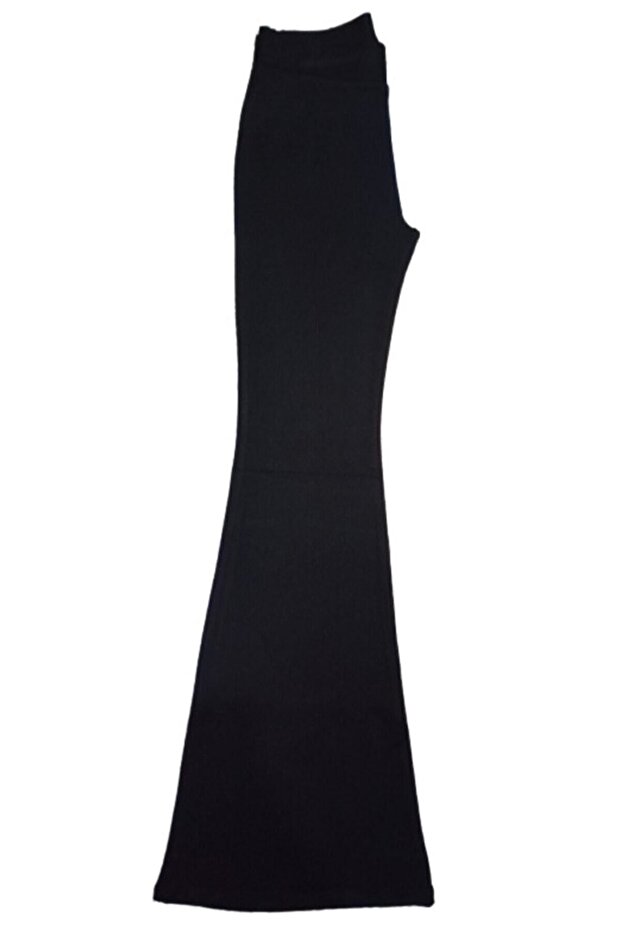 Çelik Örme Siyah Ispanyol Paça Tayt - 3