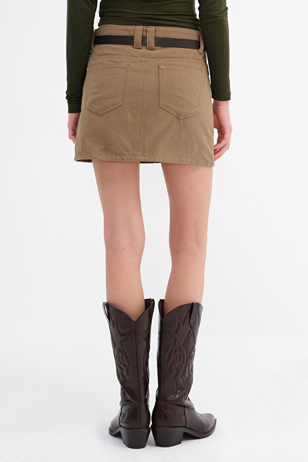 Kemerli Denim Mini Etek E17763 - 6