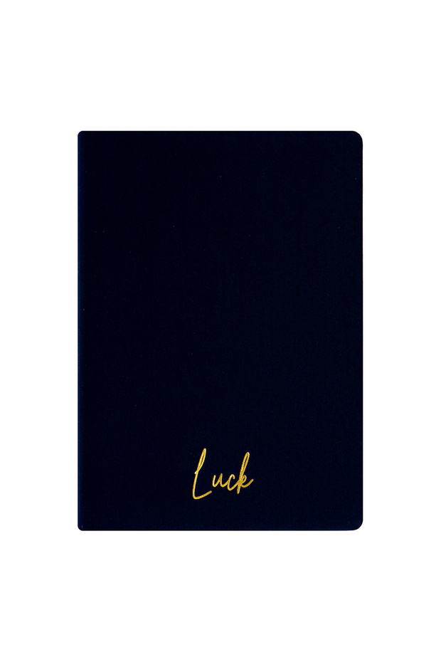 Luck Notebook - Linen Hard Cover - Checkered 192 Pages – 15X21.3Cm - Black