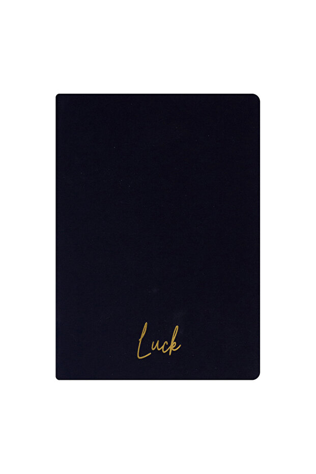 Luck Notebook - Linen Hard Cover - Checkered 192 Pages – 15X21.3Cm - Dark Blue