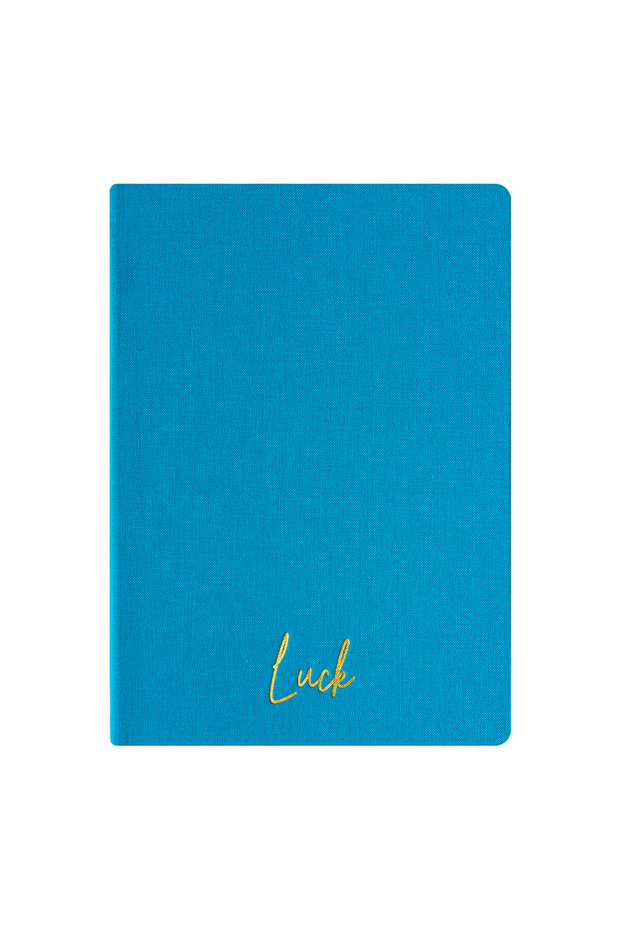 Luck Notebook - Linen Hard Cover - Unlined 192 Pages – 15X21.3Cm - Turquoise