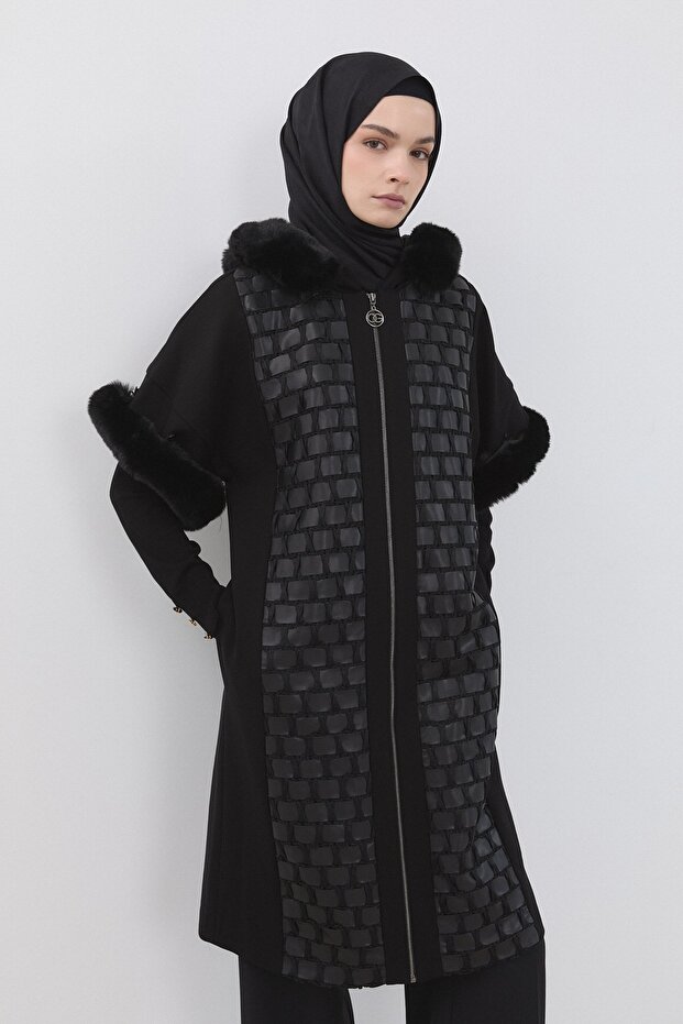 Kürk Detaylı Yelek Siyah - 2