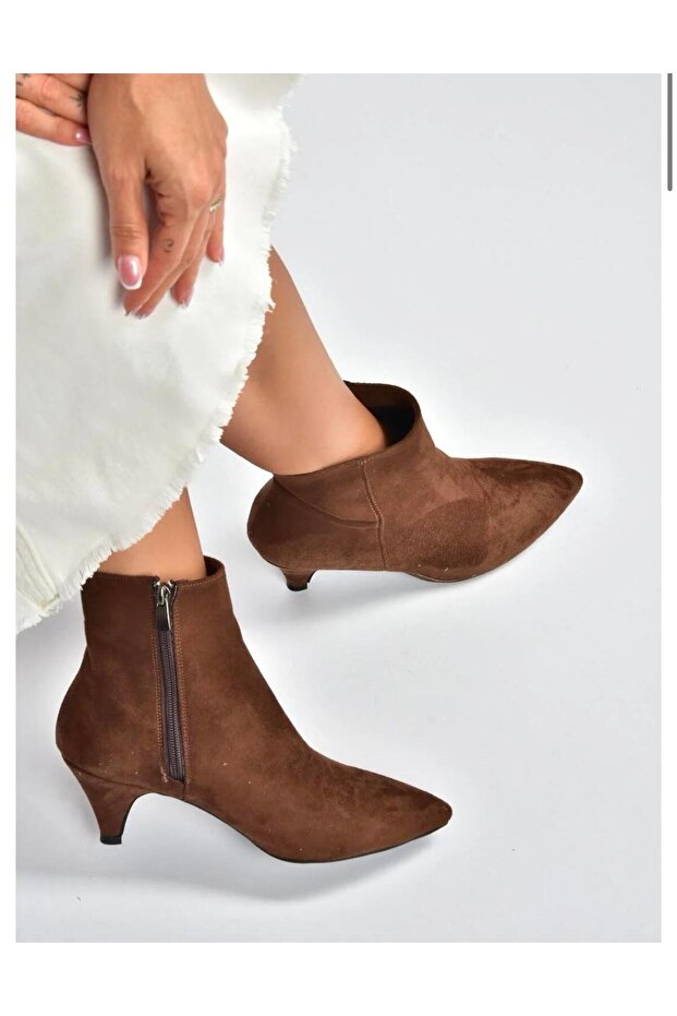 Süet Alçak Topuklu Kadın Bot - 1
