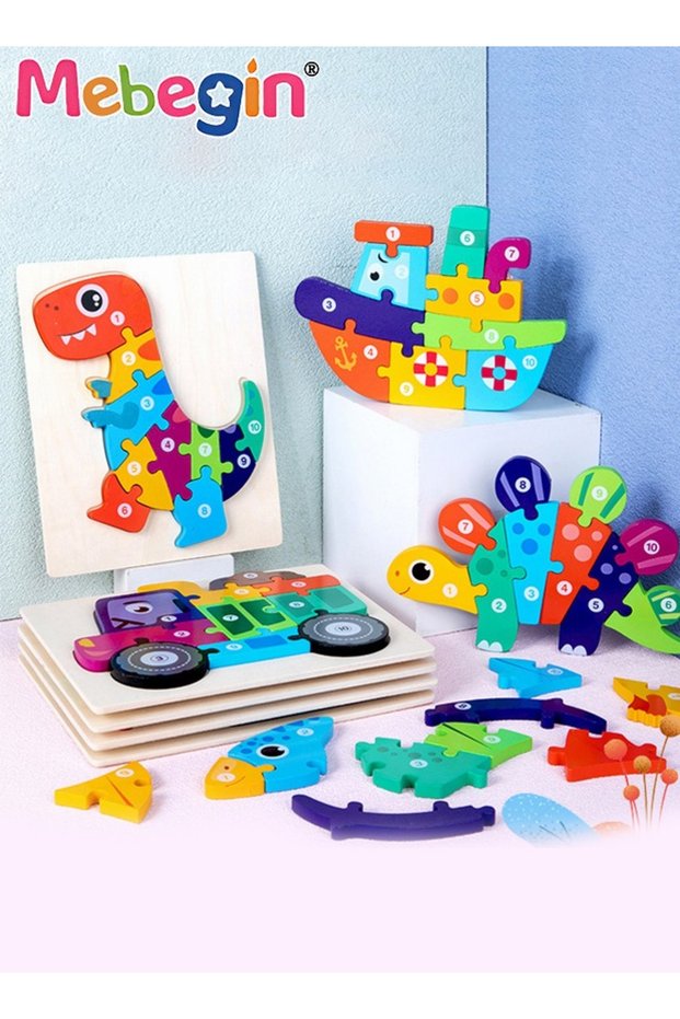 6 Pack Puzzle Set with Different Patterns and Colorful Design, 3D Puzzles, Beautifully-detailed Wood