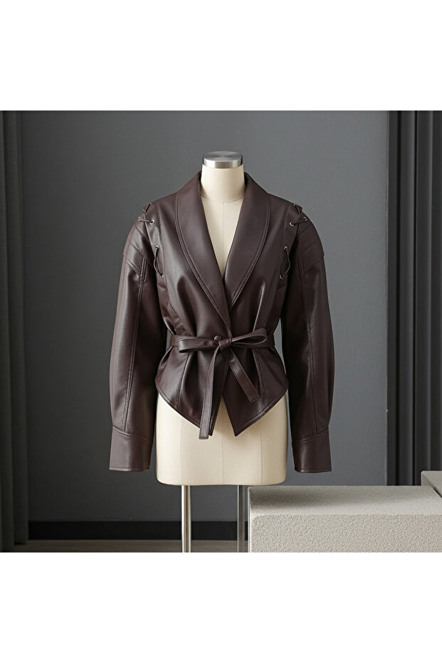 جاكيت جلد بني كلاسيكي - 1