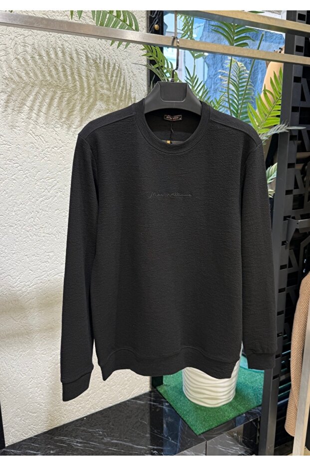 Klasik Siyah Erkek Sweatshirt - 3
