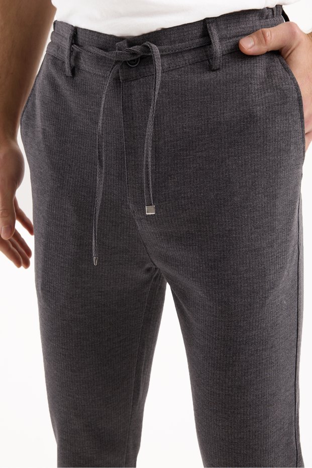 Volkanik Gray Men's Winter Stretch Fabric Jogger Pants with Elastic Waist, 4 Pockets, Slim Fit Viking Jogger