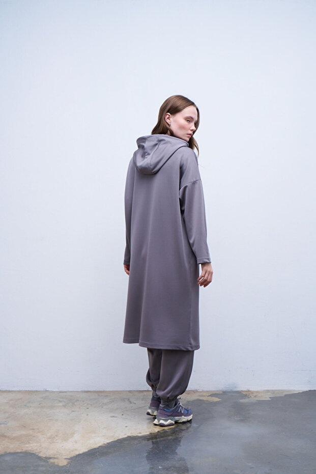 Kapişonlu Dikişli Sweatshirt - 4