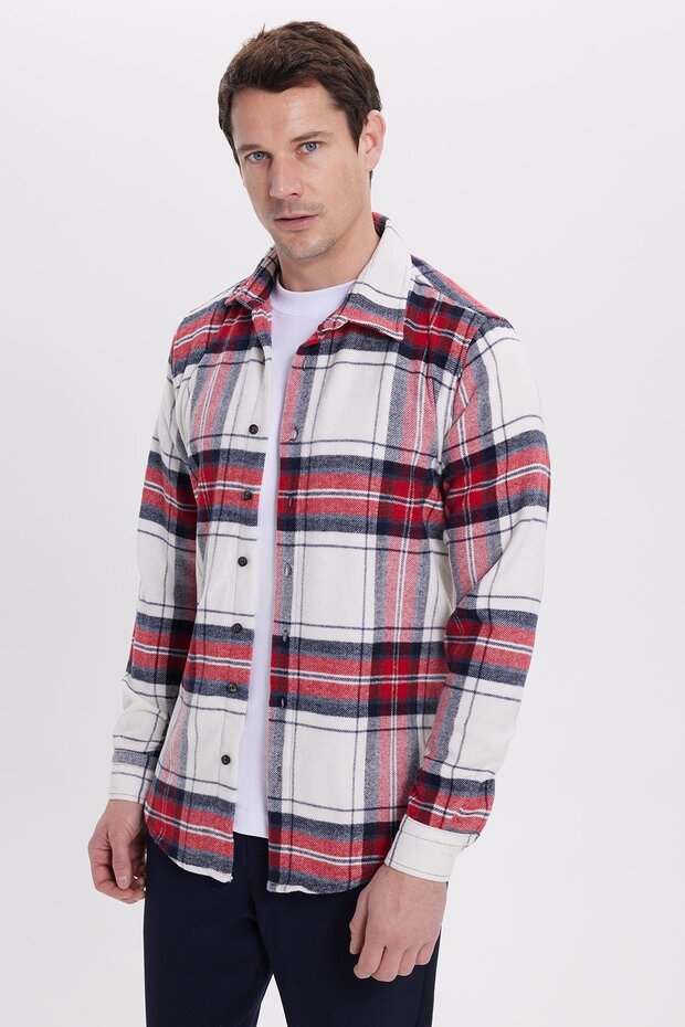 Men's Slim Fit slim fit checkered winter lumberjack shirt