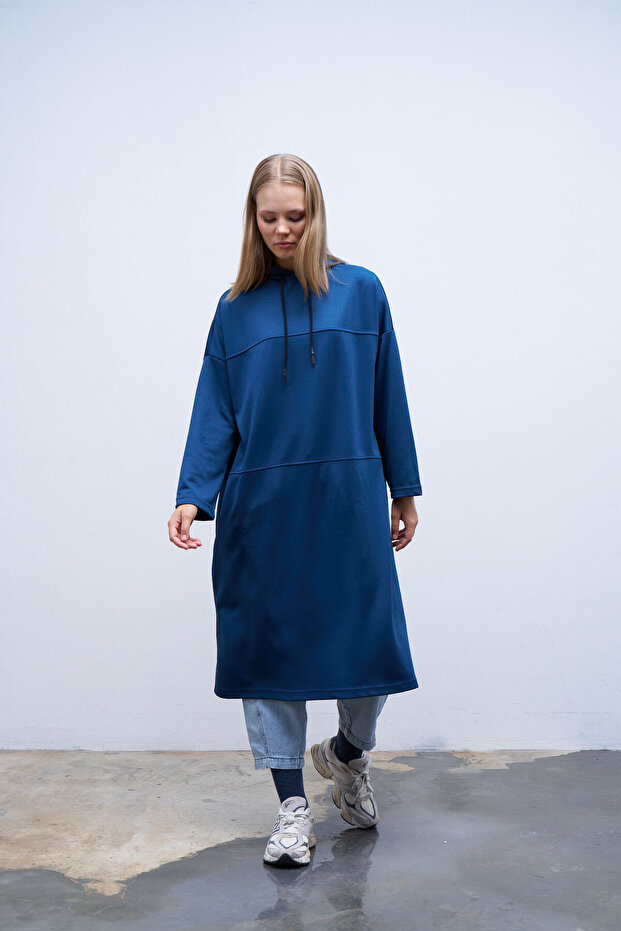 Kapişonlu Dikişli Sweatshirt - 2