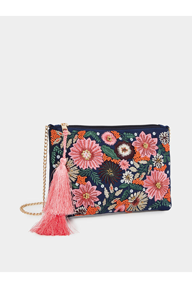 Beaded Clutch with Chain Strap