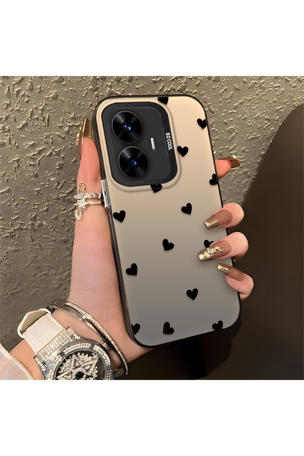 Realme C55 Compatible Silicone Edge Hard Back Anti-Fall Case Heart Patterns
