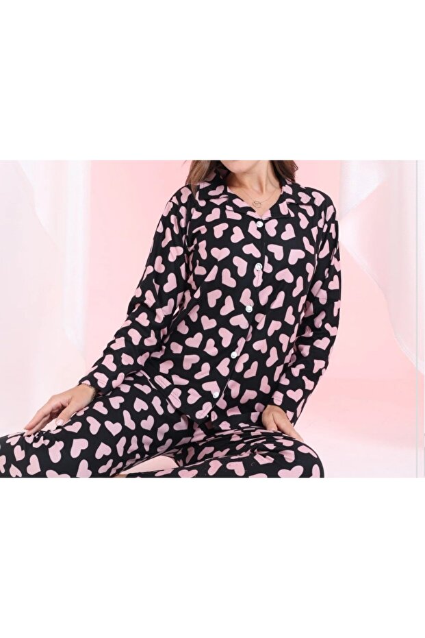Patterned Suede Fabric Pajama Set - 5