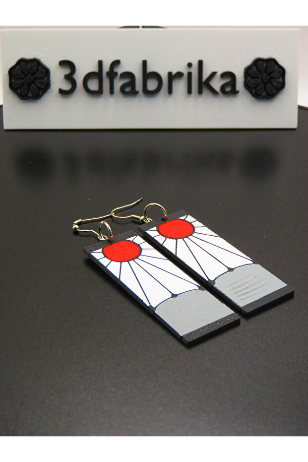 Anime Inspired Sun Earrings – Red and White Minimal Design
