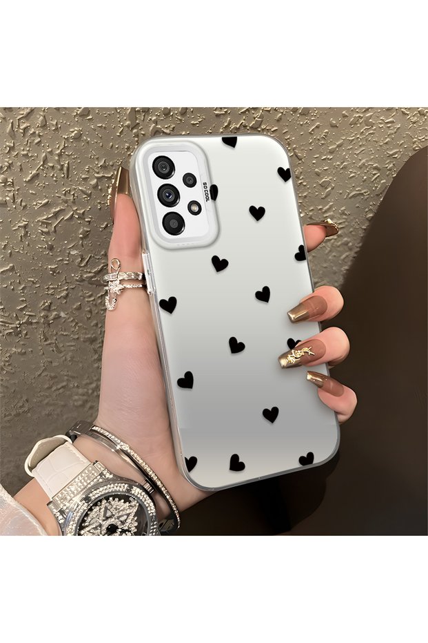 Samsung Galaxy A73 Compatible Silicone Edge Hard Back Anti-Fall Case Heart Patterns