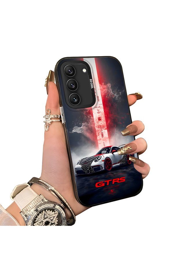 Samsung Galaxy S22 Compatible Silicone Edge Hard Back Anti-Fall Case Racing Car Style