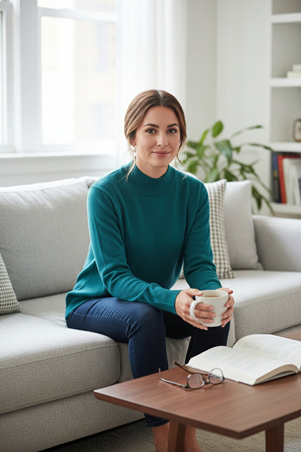 Pulover cu guler soft touch - 2