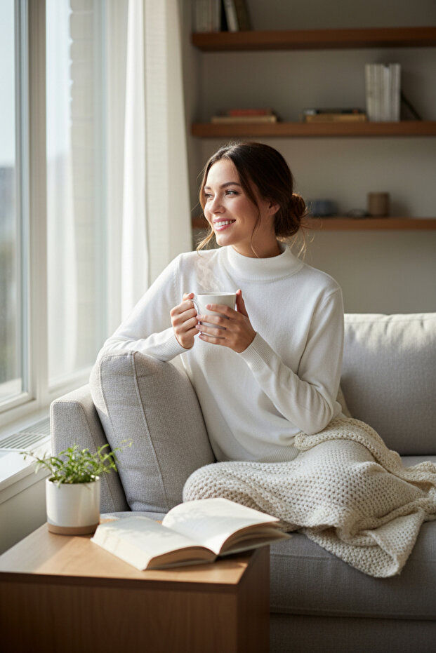 Sweater with soft touch collar - 1